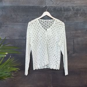 Vintage Cream Crocheted Long Sleeve Cardigan